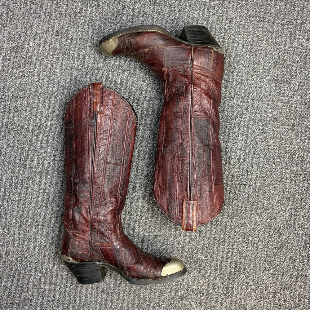 Tony Lama Red Eel Skin Metal Toe & Heel Exotic Cowboy Boots‎ Women's Size 6 B